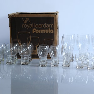 Royal Leerdam, 24-teiliges Glasgeschirr, Formula, Design Floris Meydam 1971, seltenes Komplettset