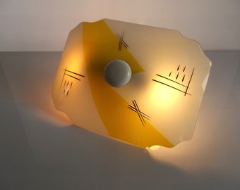 vintage mid century ceiling lamp, ceiling lamp, fifties, glass lamp, space age lamp