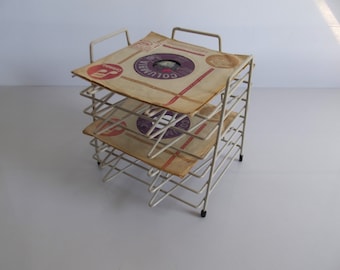 vintage record rack , vinyl singles rack, 7 inch records , 1960s, Tomado Holland, rare