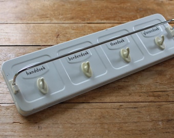 Brabantia white metal kitchen towel rack, glass cloth rack, Holland 1950s