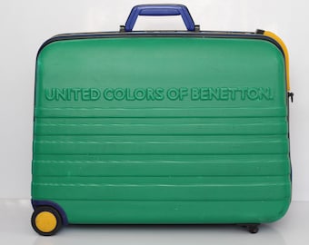 couleurs unies de valise Benetton, valise de voyage, valise vintage, valise de vacances, valise multicolore, années 1990