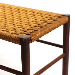 Danish 60s stool, footstool, foot rest,wooden stool with woven seat, mid century, Scandinavian stool image 4