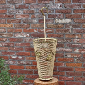 vintage metal umbrella stand, France 1960s, mid century, Hollywood regency, hallway umbrella stand