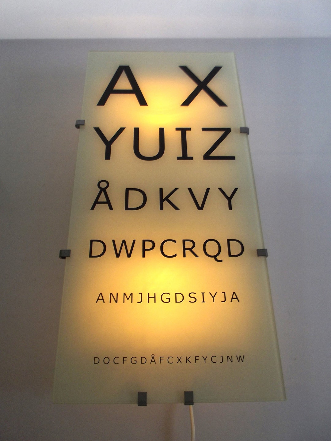 Ikea 90s Wall Lamp, Model Gyllen, Rare, Eye Test Chart Lamp, Eye Exam ...