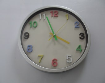 vintage 80s wall clock, Memphis era clock, colorful clock, design clock