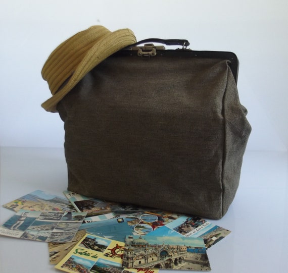 French handbag, gladstone bag, doctor's bag , vint