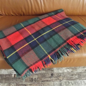 vintage blanket, plaid, throw blanket, Aabee, Holland, woll blanket, 1960s, Scottish tartan