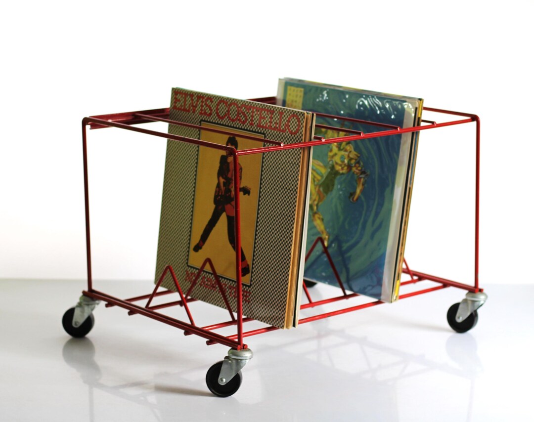 Record Rack Vinyl Record Rack, LP Rack, Red Metal Rack, Vinyl Records, Record ...
