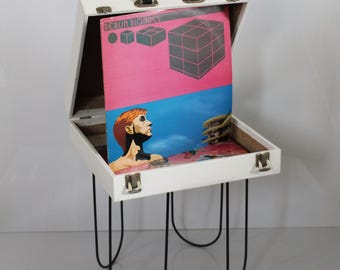 Platenkoffer side table, koffer tafel, LP koffer tafel, upcycled koffer, tafel met opslag
