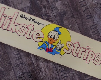 vintage 70s Walt Disney advertising sign, shop sign, Donald Duck, the happiest comics, Dutch sign, perspex sign