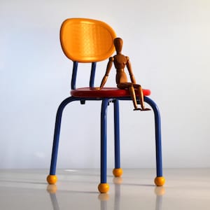 sedia vintage per bambini Ikea - Knut & Marianne Hagberg - modello Puzzle - stile Memphis anni &#39;80