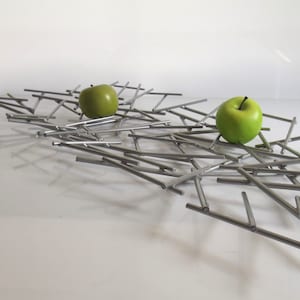 abstract metal industrialminimalistic fruit dish, fruit bowl, fruit basket, design fruit bowl, minimalistic, center piece