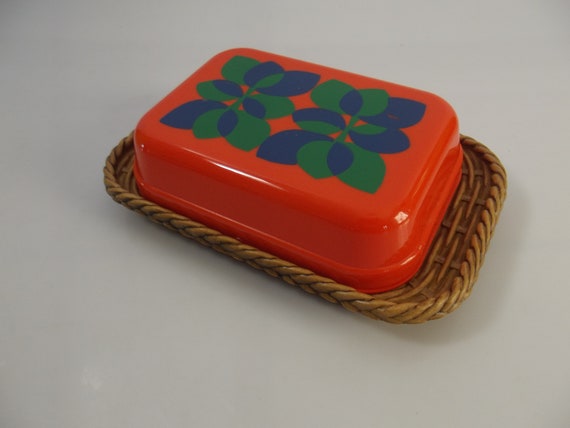 Vintage 1970er Emsa Butterdose, Deutschland, orange, Kunststoff fantastisch