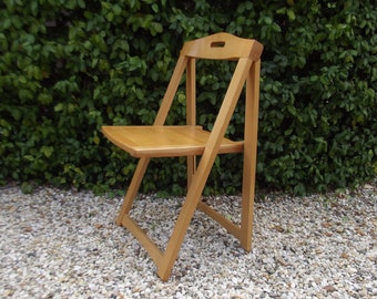 Aldo Jacober style foldable chair, camp chair, 1960s, mid century chair, with handle in backrest
