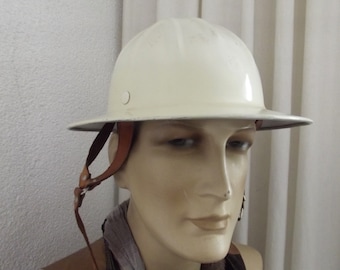vintage safety helmet, hard hat, builders helmet, industrial helmet, aluminium helmet, oil rig helmet