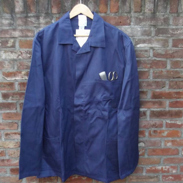 manteau de travail vintage vintage, pardessus, veste d’ouvrier, bleu foncé, taille 56 - 58 -XL