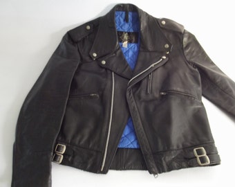 vintage black leather jacket Kett England, rockers jacket, motorcycle jacket, cafe racer jacket