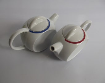 tea pot, coffee pot, Memphis style, set of 2, Seltmann Weiden, Germany, 1980s design porcelain