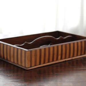 antique wooden cutlery tray, flatware tray, 1920s Scotland, storage box, storage tray, pencil box