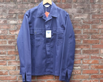 vintage new old stock work coat,work jacket, factory coat, bleu de travail, indigo , size 52