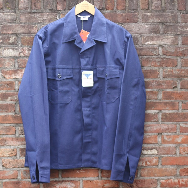 veste de travail vintage neuve, veste de travail, bleu de travail, blaue Arbeitsjacke, indigo, veste d'usine, taille 52