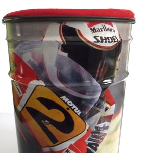 duża puszka Moto GP, otomana, stołek, puszkę do przechowywania, puszkę do przechowywania, beczkę do przechowywania, Wayne Rainey, Yamaha