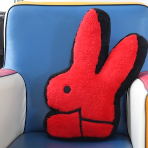 vintage Playboy pillow, playboy bunny pillow, 80&#39;s , made in Italy, red and black pillow, decorative cushion