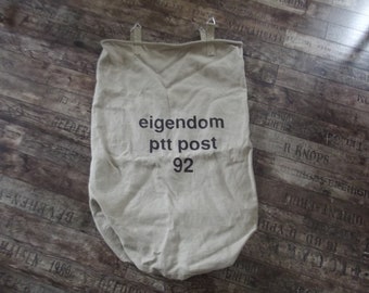 Vintage large Dutch mail bag, mail sack, postal sack, post sack, laundry bag, laundry storage, letter bag