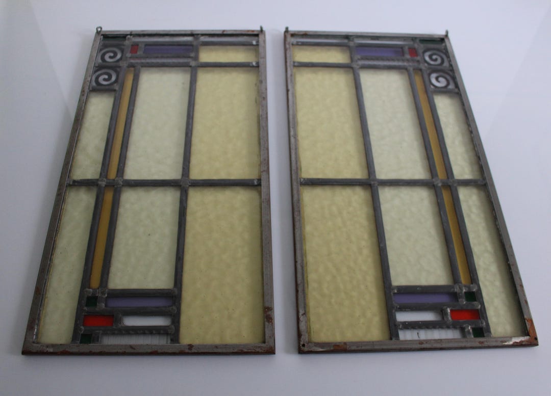 Vintage Stained Glass Windows, 1920s Window, Colored Glass Window, Art ...