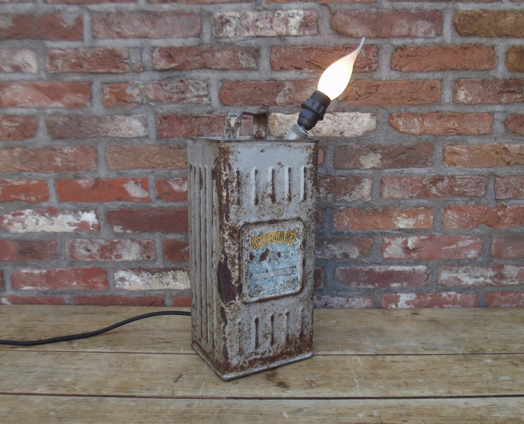 Vintage French Oil Can Lamp Oil Tin Lamp Table Lamp Etsy