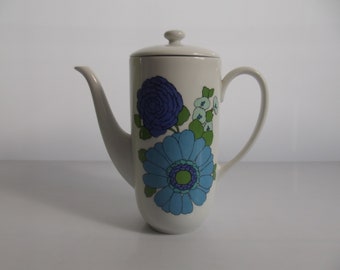 Langenthal Suisse, caffettiera, decoro flower power, anni '70, servizio da caffè