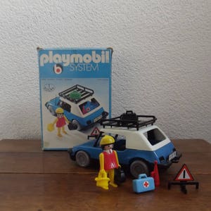 ② Playmobil 3210 3249 Voiture bleue + caravane '76-'77 Vintage — Jouets