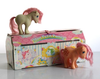My little pony, mon petit poney, pony storage case with 2 pony's and accessories, Hasbro 1980s