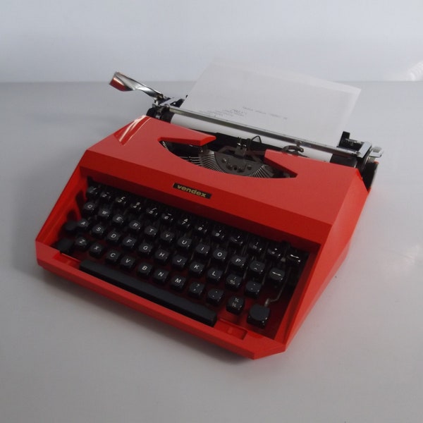 vintage typewriter, orange typewriter, Vendex typewriter