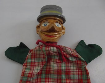 Duitse vintage houten handpop, poppenkast pop, Punch & Judy, jaren 30