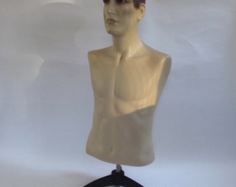 vintage mannequin, bust, dressboy, mens torso,French  mannequin, shop display, France 1940s