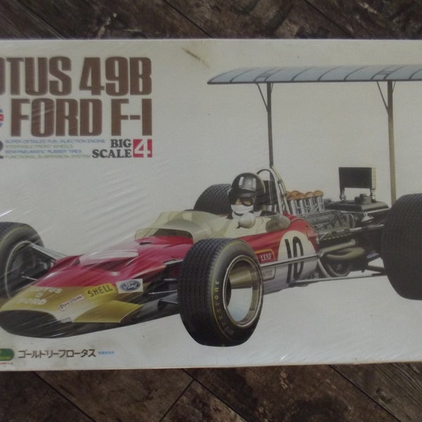 model kit, building kit, Lotus 49B- Ford F1, 1969 model, racing for Britain , Tamiya model, Graham Hill, 1991, sealed