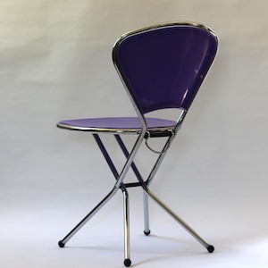 Vintage Ikea Sebastian chair, designed by Niels Gammelgaard, 1980s, folding chair, made in Italy, Memphis era, purple version