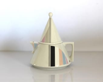 Teekanne „Tea for One“, Rex Valentine-Linie 1980, Entwurf J. Kronester, Memphis-Milano-Stil, Bavaria-Porzellan