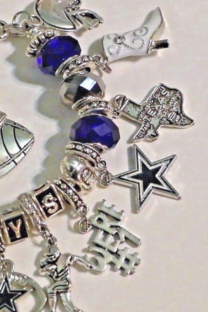Dallas Cowboys Inspired Handmade Football Charm Bracelet 8 Etsy