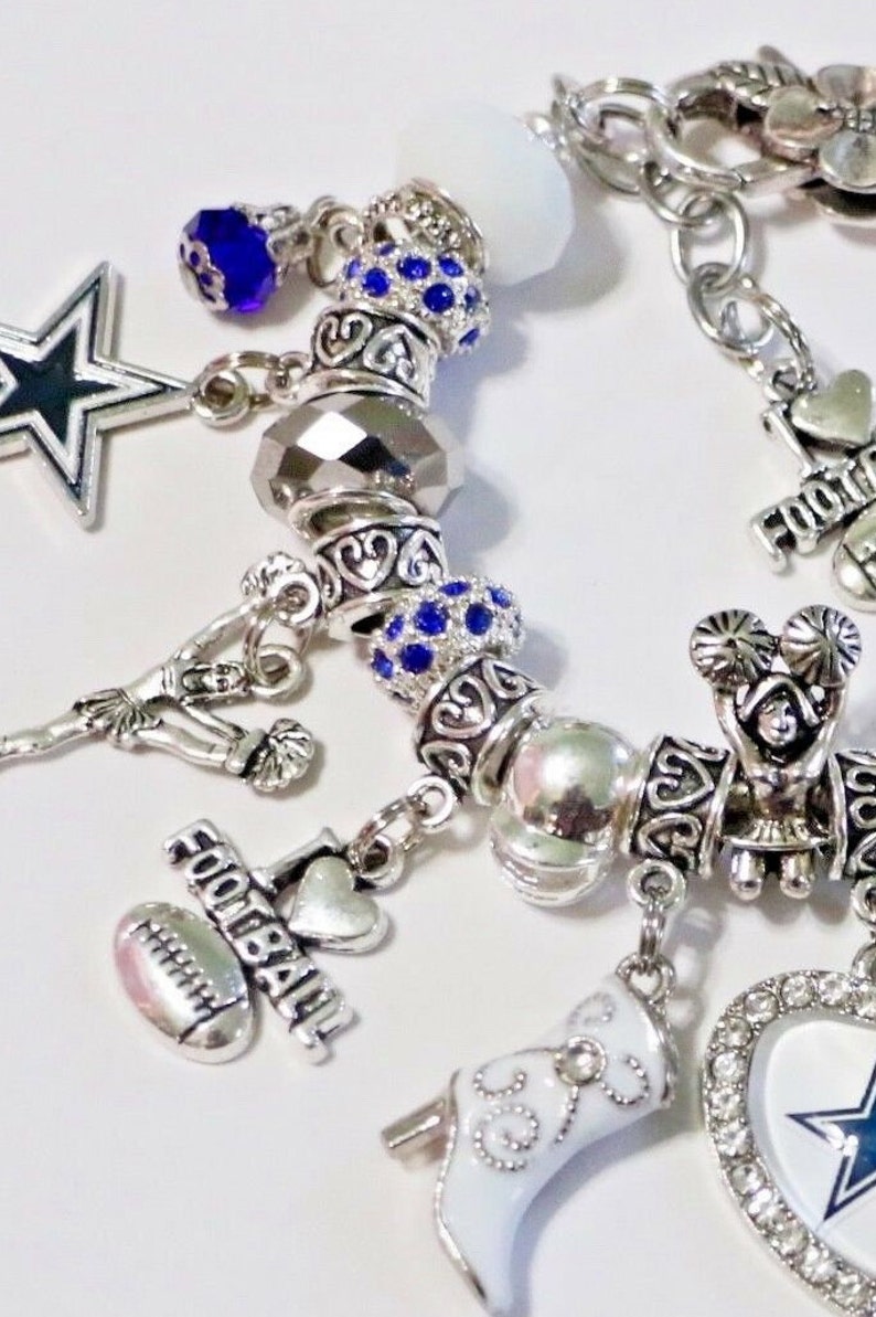 Dallas Cowboys Inspired Football Charm Bracelet 7 1/2 Etsy