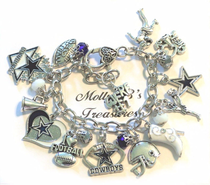 Dallas Cowboys Inspired Handmade Chain Link Charm Bracelet 6 Etsy
