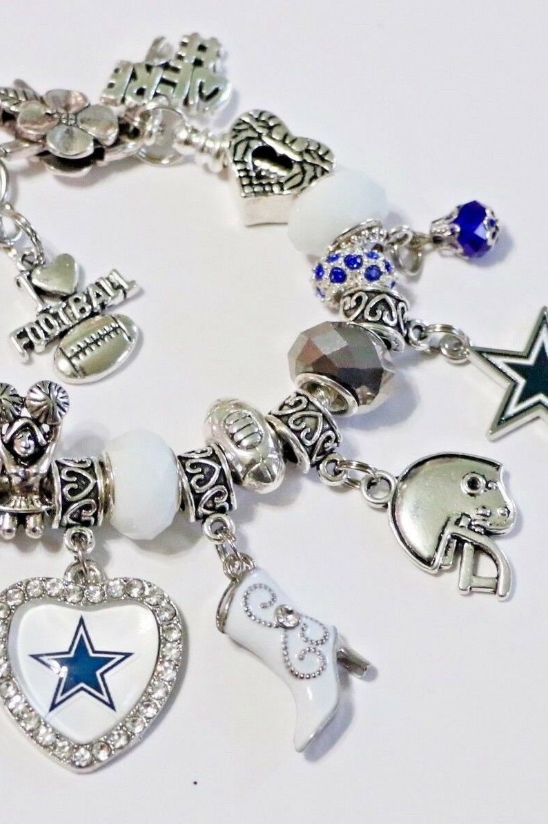 Dallas Cowboys Inspired Football Charm Bracelet 7 1/2 Etsy