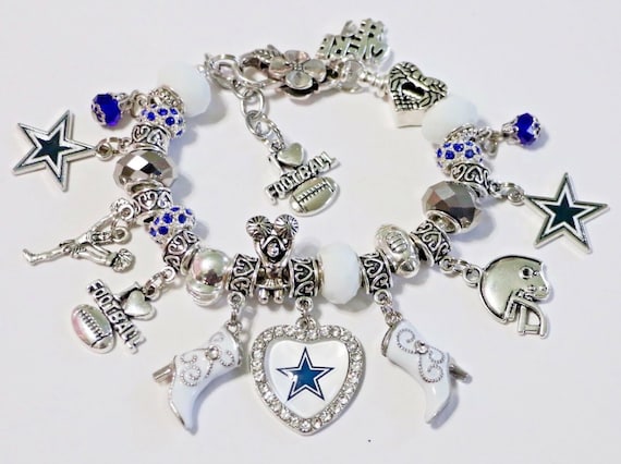 DALLAS COWBOYS NFL HANDMADE FOOTBALL CHARM BRACELET 7 1//2/" 1 1//2/" Extender
