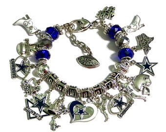 Dallas Cowboys Inspired Handmade Football Charm Bracelet 7 | Etsy