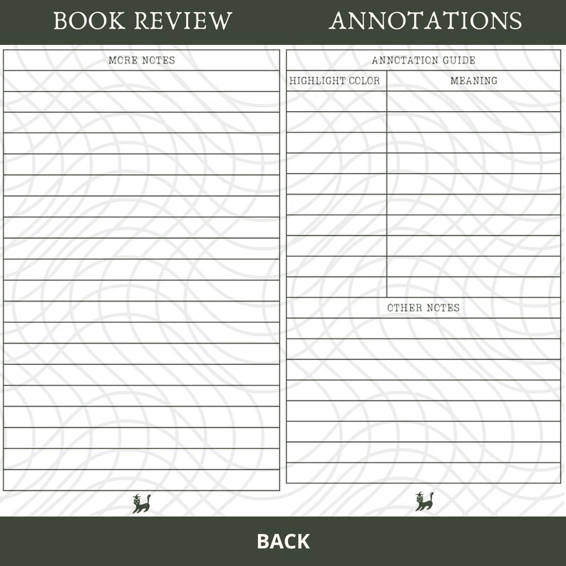 Annotation & Book Review Card Printable - Etsy