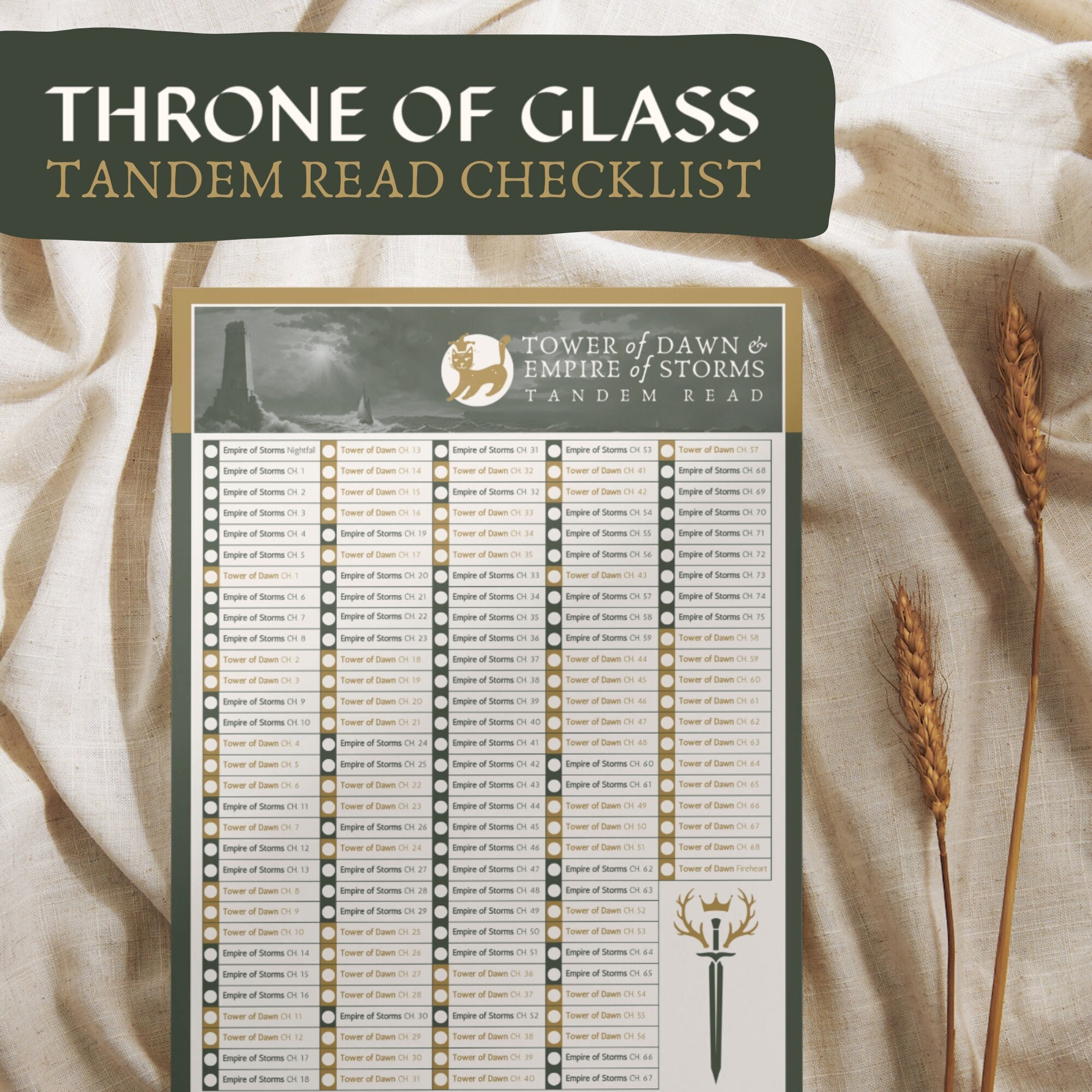SJM Throne of Glass Tandem Read Checklist Etsy