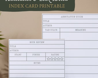 Annotation & Book Review Card Printable