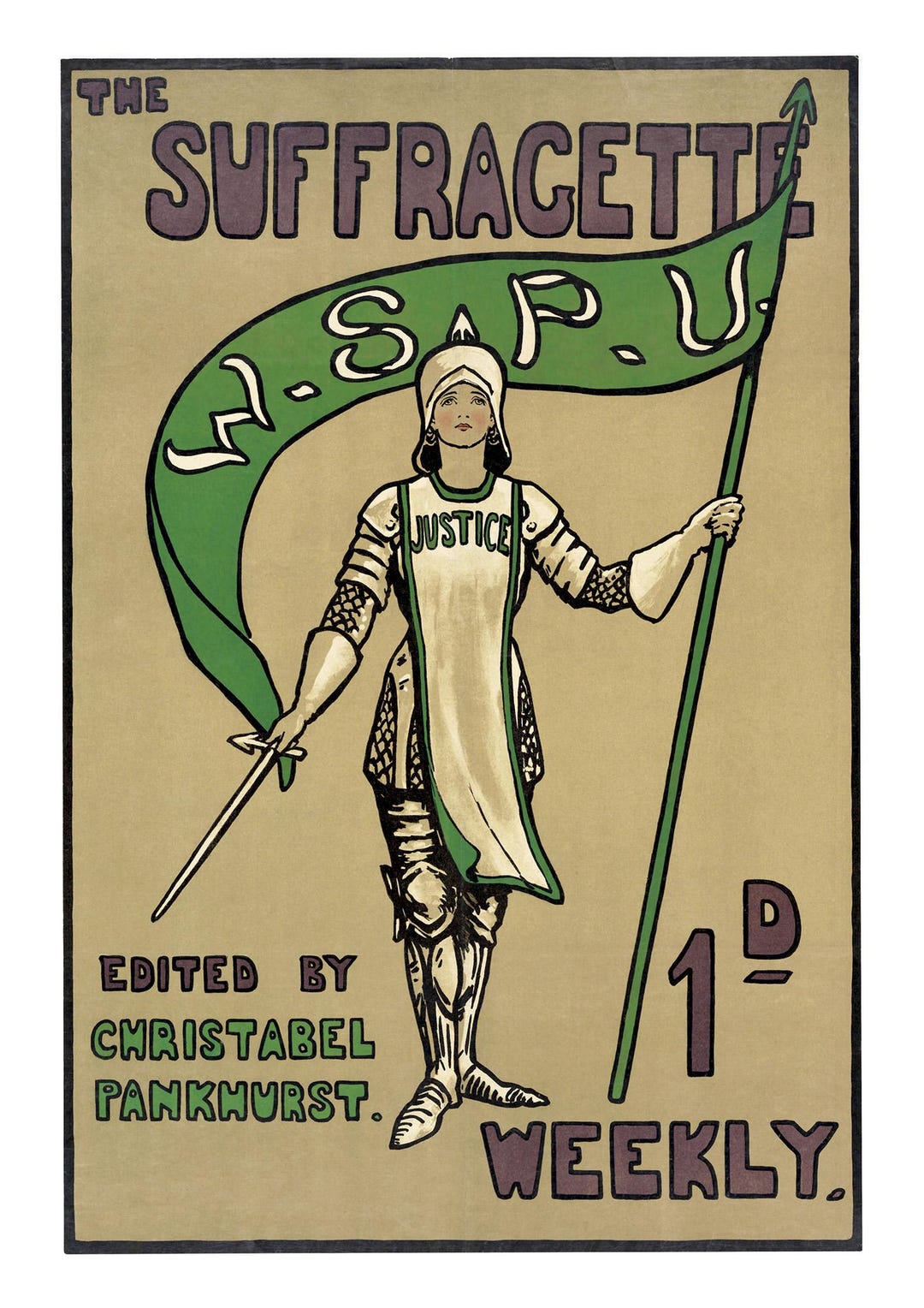 Justice: A Historic Suffragette Poster Print Wall Art Decor Emmeline ...