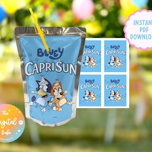 Bluey Juice Pouch Label Party Favor | Digital Download | Party Favors | Kid Party | Custom Snacks | Caprisun